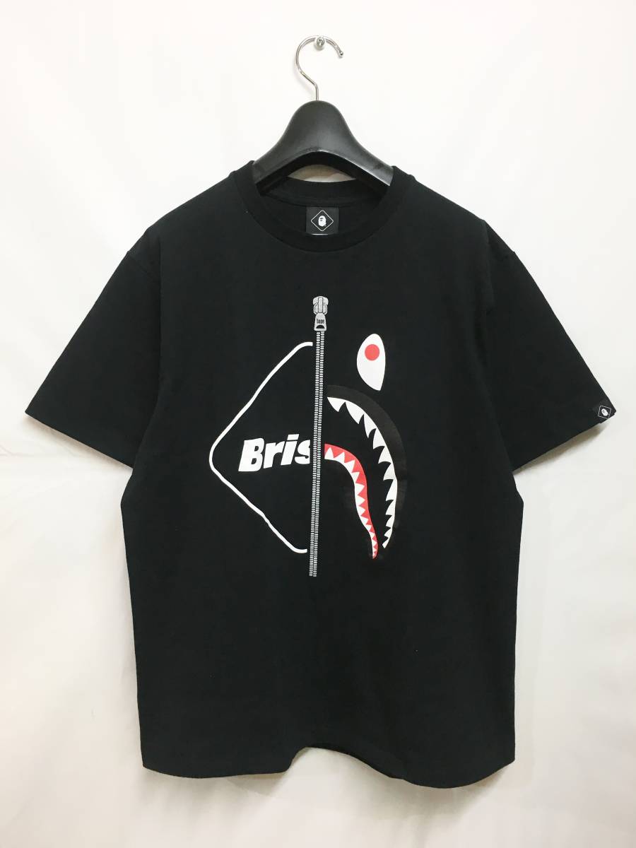 メール便OK BAPE x F.C.R.B. SHARK TEE 黒 L Tシャツ A BATHING APE F.C. REAL BRISTOL SOPH. 20周年 シャーク エイプ ベイプ