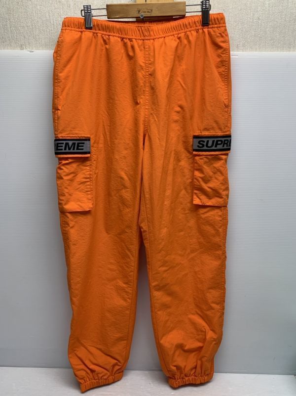 B156-190413-127【中古品】 SUPREME シュプリーム 18SS reflective taping cargo pant カーゴパンツ サイズS オレンジ