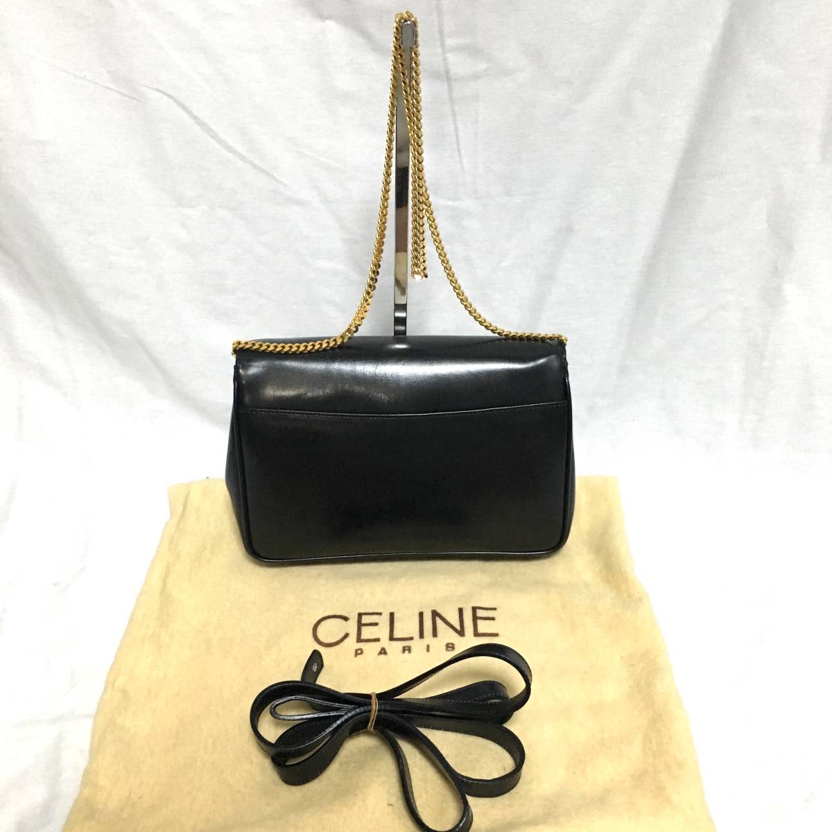 CELINE セリーヌ マカダム 金具 2way レザー チェーン ショルダー 