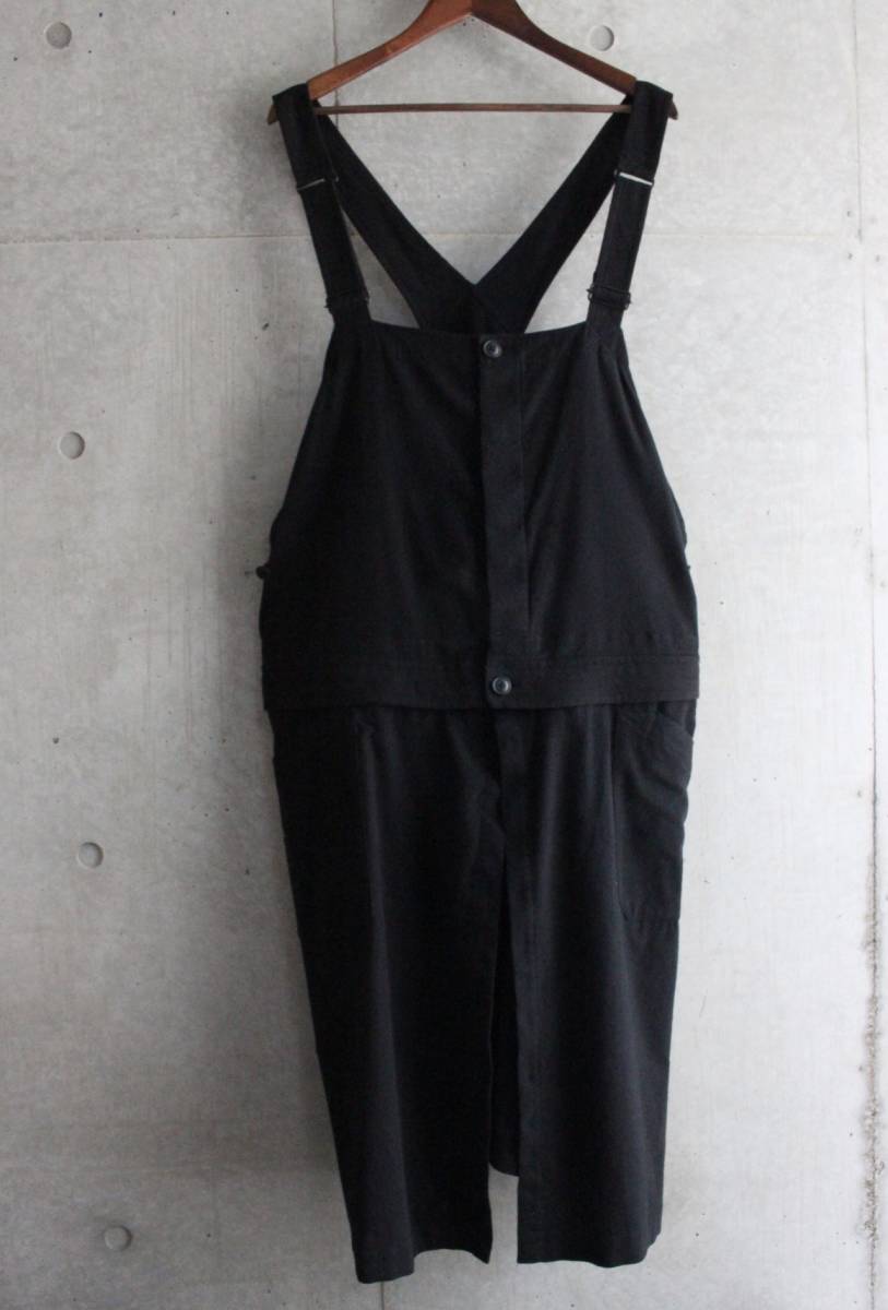 【 Yohji Yamamoto Pour Homme 】 ヨウジヤマモト プールオム フランネル オーバーオール サロペット / 3 / ブラック 黒