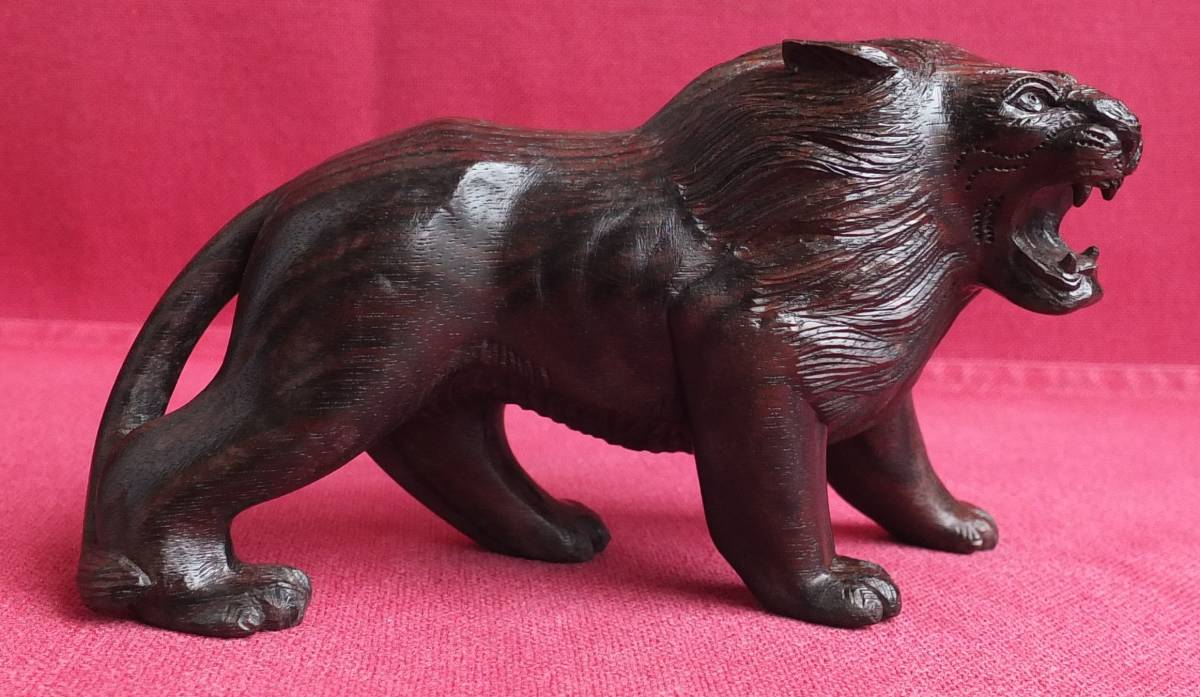 ライオン GMCK586 工芸品 木製 飾り インテリア オブジェ 木彫り像 