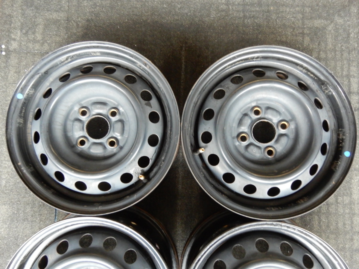 C961-87★【一台分!即納有】DOT TOPY鉄ホイール14×6J 4穴PCD100 +45ラパン タント N-BOX 軽トラ ケッパコ（ご参考）鉄チン　セール
