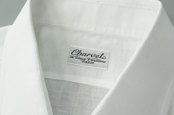 St9665フランス製*Charvet/シャルベ*白シャツ/ 長袖コットンシャツ