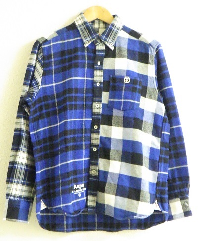 Aape BY A BATHING APE ア ベイシング エイプ チェック 切り替え 長袖