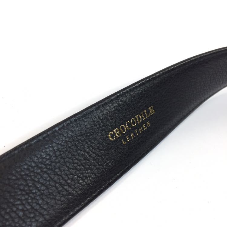 【高級素材】本物 クロコダイル 黒色系 ベルト 全長113cm 幅3.5cm ワニ革 エキゾチックレザー 男性用 メンズ サイズ調整可能 送料510円