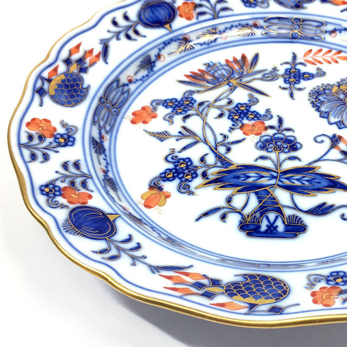 ◇マイセン Meissen◇ 金彩 朱金 オニオン 皿、プレート 18cm 1級品 A