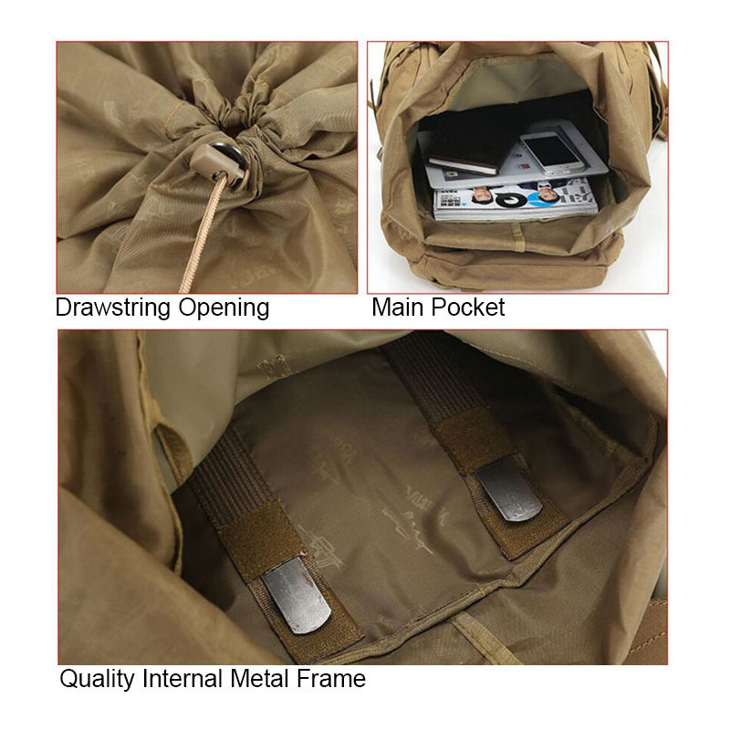 ブラック モール 60L キャンプリュックサック戦術バッグミリタリーバックパック大防水迷彩ハイキング屋外陸軍バッグ XA281WA_6