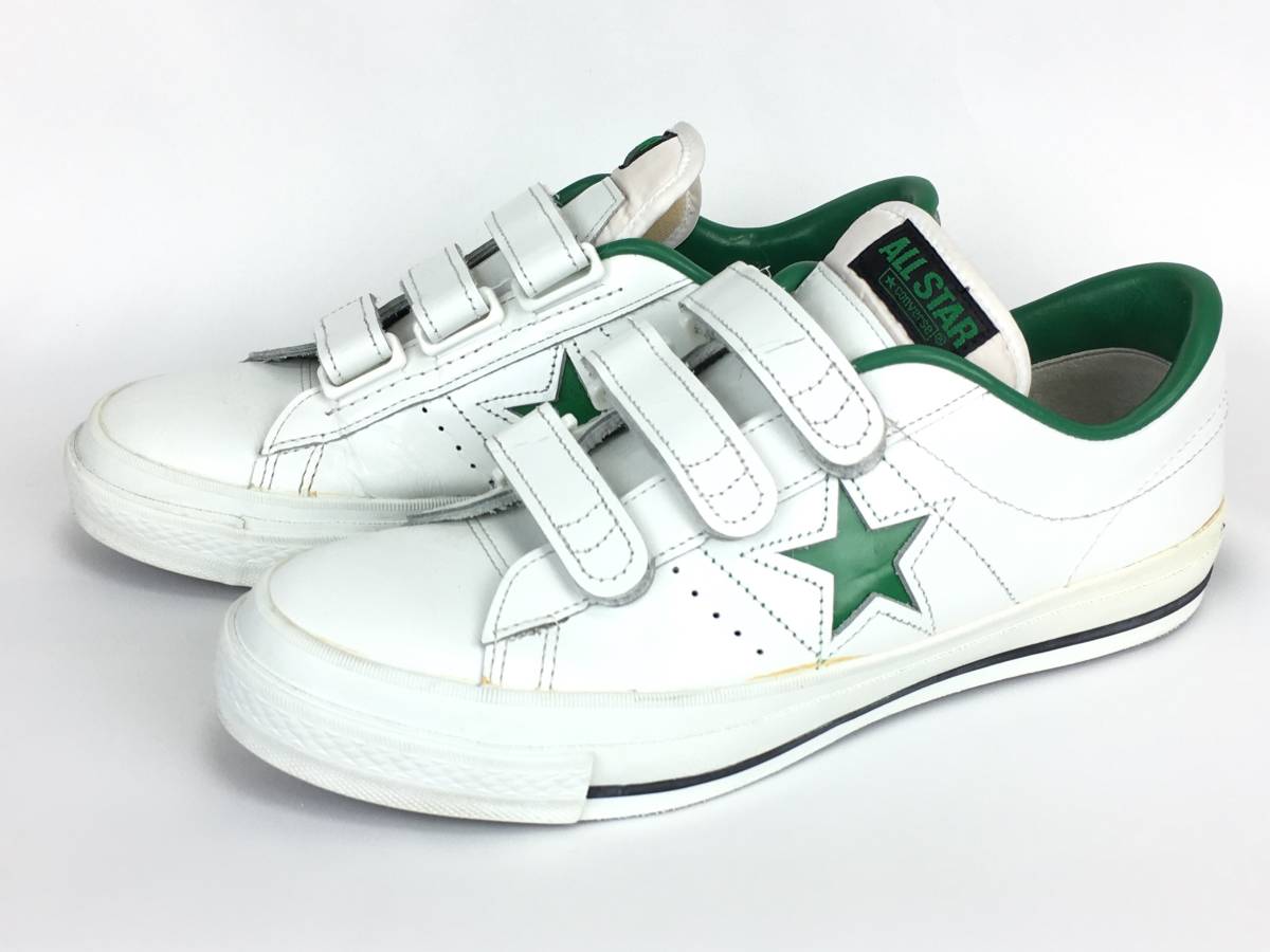 日本製 CONVERSE ONE STAR V3 OX コンバース ワンスター ベルクロ レザー 白緑 US8 26.5cm