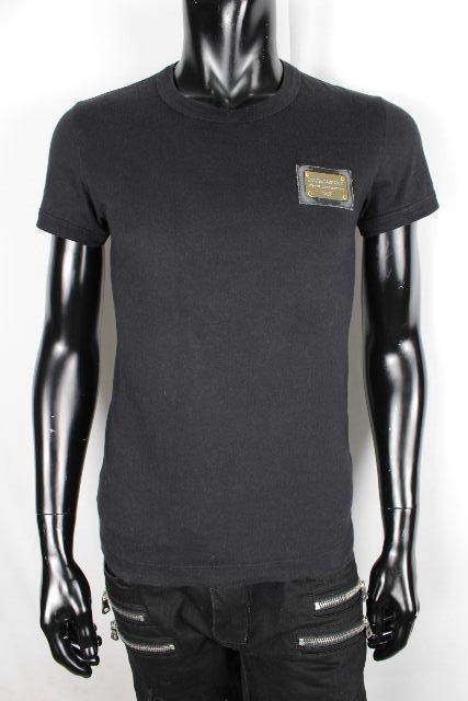 ドルチェ＆ガッバーナ プレート クルーネック Tシャツ ブラック 黒 半袖 SIZE［44］ メンズ ドルガバ トップス カットソー　 E8A-1