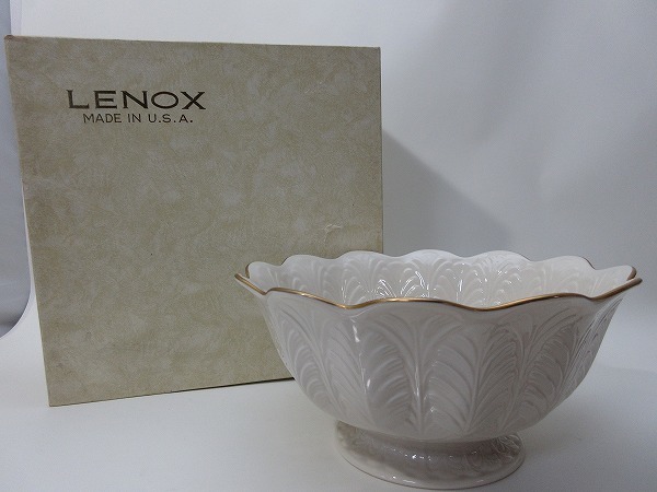 IE08703【LENOX レノックス 盛り鉢 大鉢 ボウル ノリタケ 化粧箱有】検)コンポート 洋食器 金縁 古物 アンティーク USA 骨董 希少 iii
