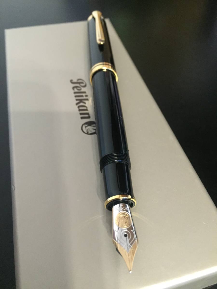 合馬公式専用 美品 箱・インク付き ペリカン 万年筆 M800 F 細字 刻印