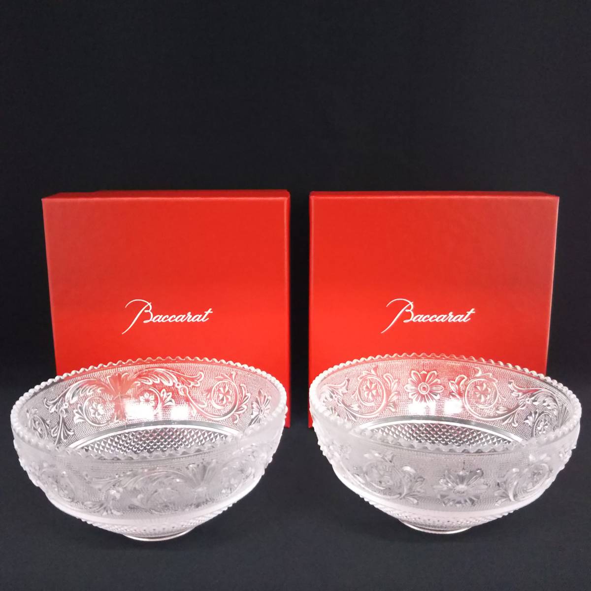 美品 未使用品 Baccarat バカラ スモールボウル 2枚 アラベスク