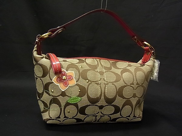1円 □新品同様□ COACH コーチ シグネチャー キャンバス×パテント 