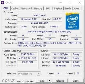 Intel Xeon E5-2630 v4 ES QK3G M0 Stepping 2.2GHz 10C for X99 i7