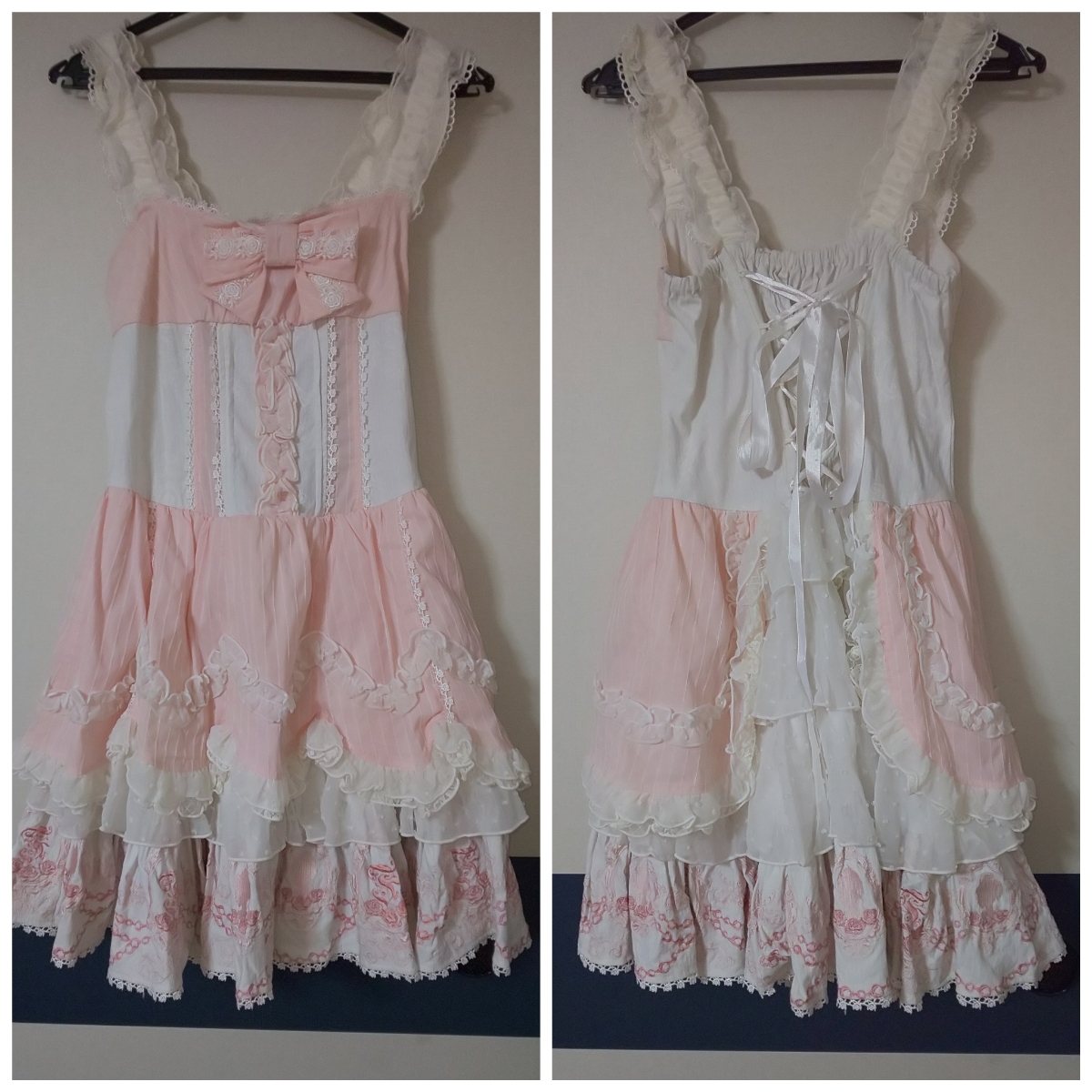 h.NAOTO FRILL エイチナオト フリル 刺繍 編み上げ 水玉 JSK h.NAOTO FRILL エイチナオト フリル 刺繍 編み上げ 水玉 JSK