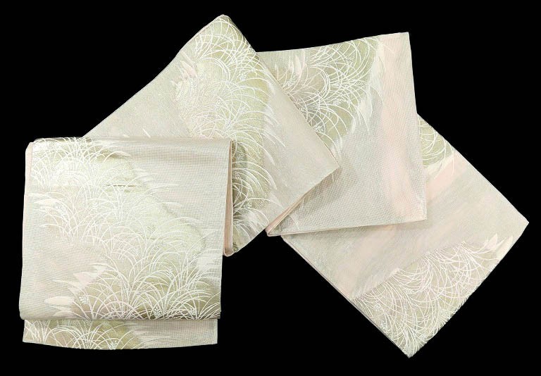 夏物 特357Mayihare 紗袋帯 引き箔 6通柄 秋草模様 洗柿色 袋帯 中古