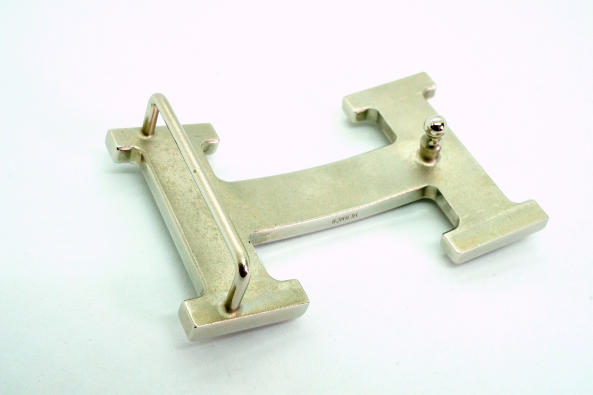 【税込】即決 エルメス コンスタンス Hベルト バックル ストライプ 装飾小物 銀 シルバー 美品 ■ HERMES 8485k