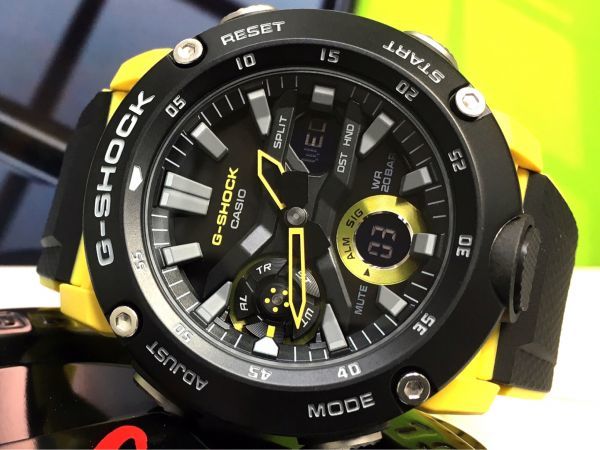 新品【カシオ・G-SHOCK】正規品 クオーツ アナデジ 時計 カーボンコアガード 多機能 時計 ブラック イエロー CASIO Gショック