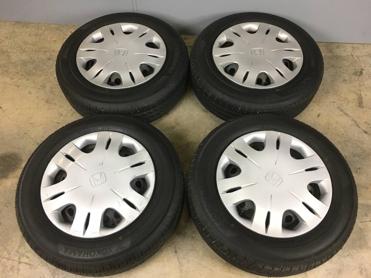バリ溝 '19年製 ホンダ フィット 純正 スチールホイール 14インチ 5.5J +45 PCD100 4H YOKOHAMA BluEarth 4本セット175/65R14 (J1007)