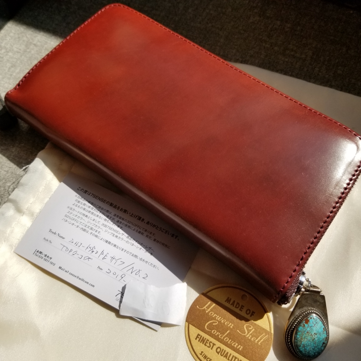 新品!交渉可!7SENSE，No2.シェルコードバン，約定27万，未使用!限定!ラウンドファスナー，財布，小銭，札，CORDOVAN，男，女，カード，赤，レア，カラー