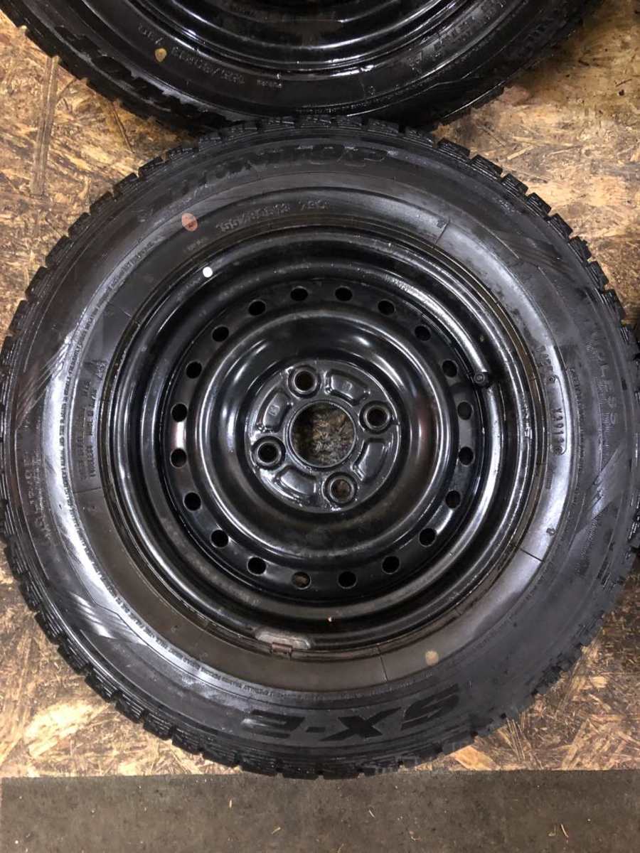 【DUNLOP DSX-2 155/80R13】スタッドレス 4本【スチールホイール 13インチ 4.5J4HPCD100】バリ溝　(VTH85)