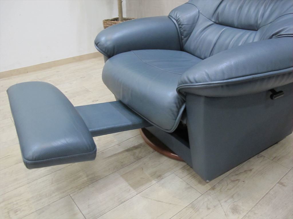 冨士ファニチア 本革 高級パーソナルソファ 収納オットマン付 回転式