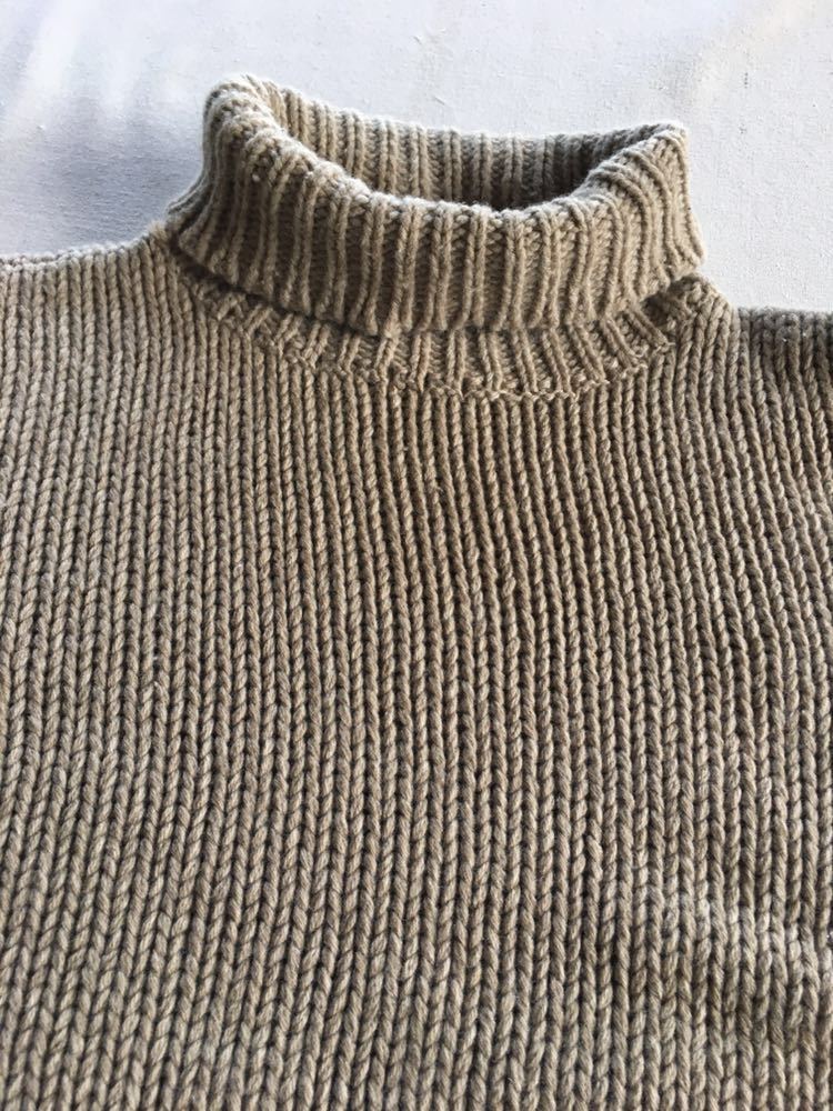 アニエスベー フランス製 タートルネック ケーブルニット ウール 2 黒