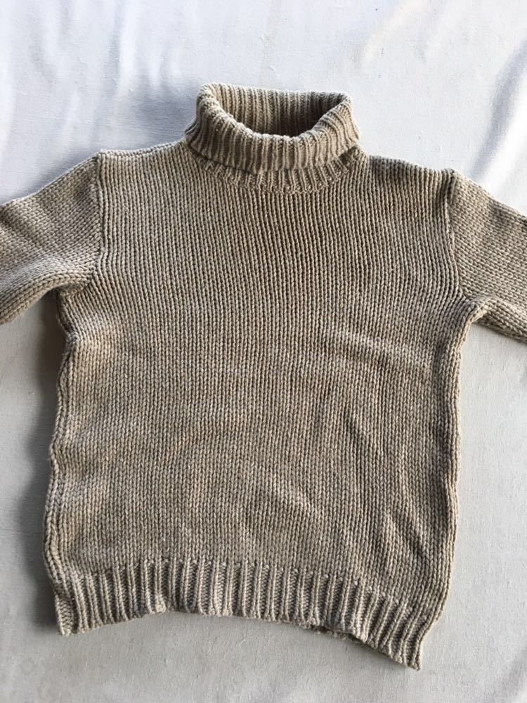 アニエスベー フランス製 タートルネック ケーブルニット ウール 2 黒