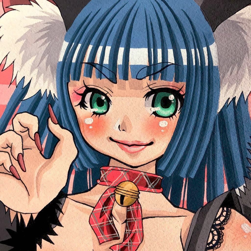 同人手描きイラスト 創作 オリジナル 猫コス女の子 黒猫 獣耳 サイズ 手描きイラスト 売買されたオークション情報 Yahooの商品情報をアーカイブ公開 オークファン Aucfan Com