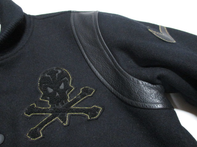 FCRB×NIKE☆美品☆牛革レザー切替 胸&背ロゴ刺繍スタジャン 胸スカル 