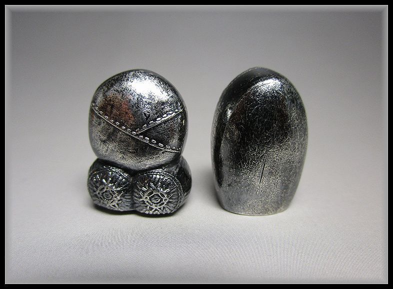 ZEROnet]○純錫製 大黒様 恵比寿様 豆仏 高さ約1.9cm 共箱付き（ミニ像