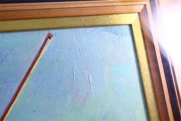 ☆島根 清 バイオリンと少女 絵画 油彩画 額縁付【10562815】 ホビー