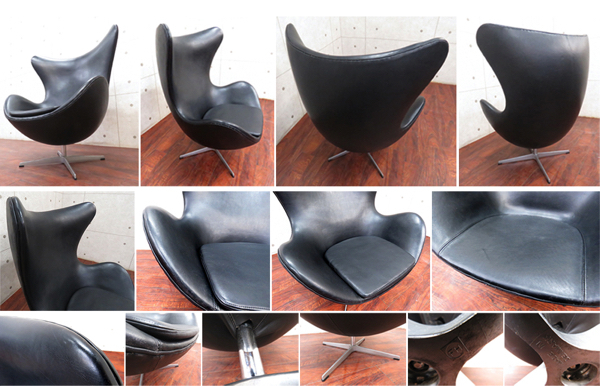 ■美品■FRITZ HANSEN/フリッツ・ハンセン■北欧/デンマーク/アルネ・ヤコブセン/レア！/ヴィンテージ/黒総革/エッグチェア/150万/ssx3562t_3