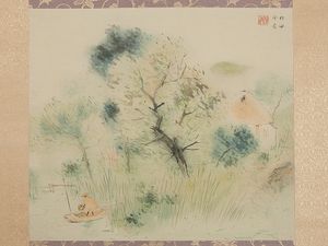 衛*門様 【肉筆レア】堂本阿岐羅 堂本印象の次兄 肉筆風景画 山湖 額装 サイン 肉筆レア】堂本阿岐羅 堂本印象の次兄 肉筆風景画 山湖 額装 サイン有