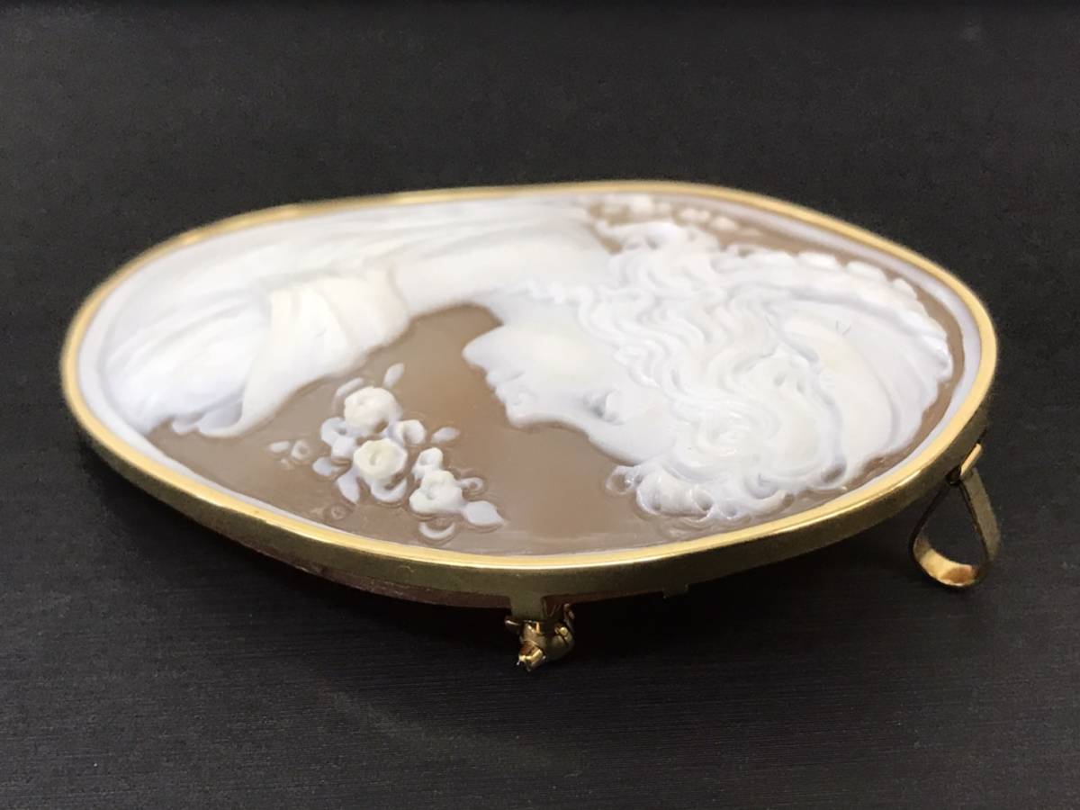 カメオ 作家物 金具K18 総重量:約17.3g 約6.1×4.5cm ブローチ 