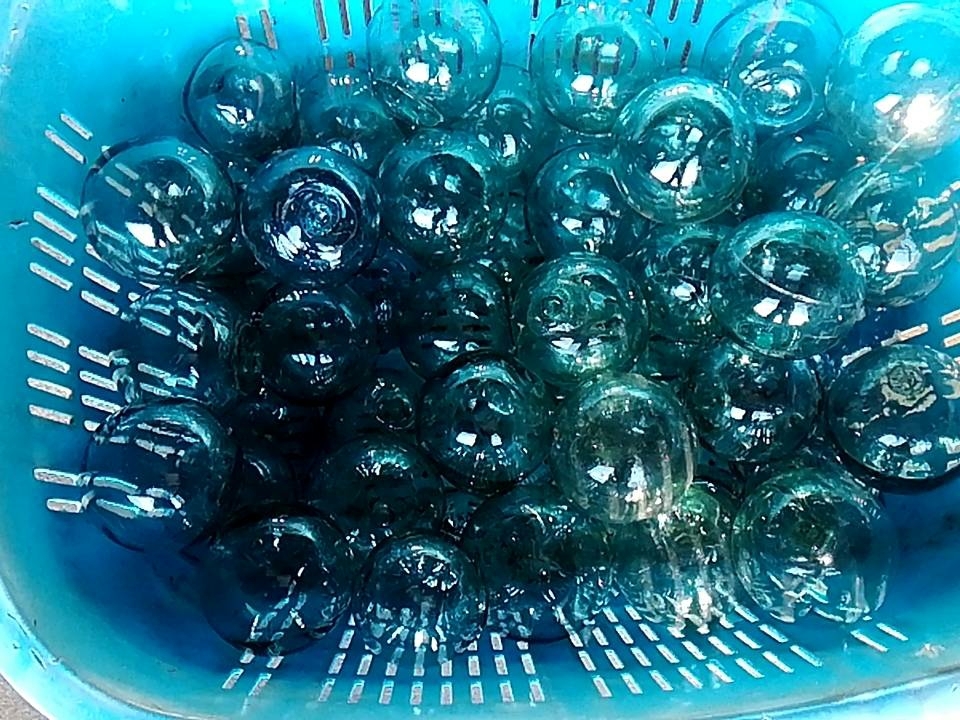 美品・レアデンマーク購入 ガラス製浮き球 ガラス浮き玉 美品 コバルト