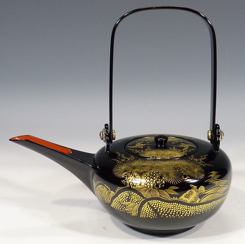 TR》伝統工芸 稲忠漆芸堂謹製 輪島塗 松竹梅に鶴亀沈金蒔絵 屠蘇器 七