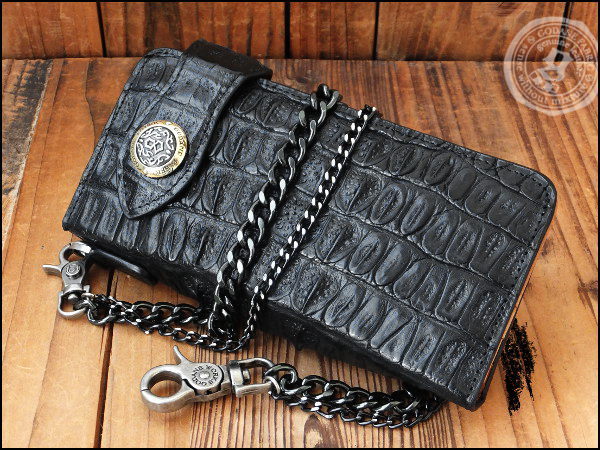 バイカーズウォレット カイマンクロコ godane /925815cpA/BK 長財布
