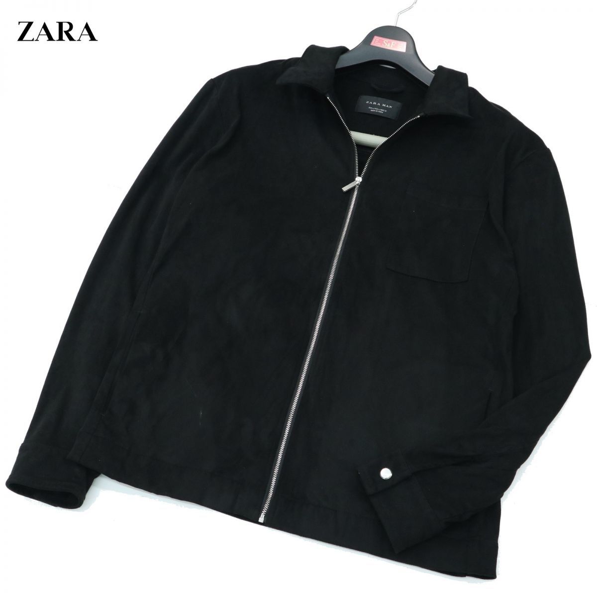 ZARA MAN ザラ マン ジップアップ 【フェイク スエード レザー】 ジャケット ブルゾン Sz.L　メンズ 黒　c512tb485