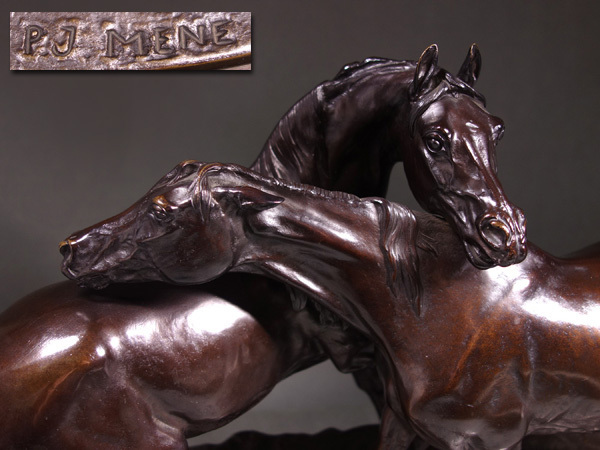 慶應 フランス動物彫刻の先駆者 P J Mene ピエール ジュール メネ 作 ブロンズ製馬オブジェ Tachiani Et Nadjebe 西洋彫刻 売買されたオークション情報 Yahooの商品情報をアーカイブ公開 オークファン Aucfan Com