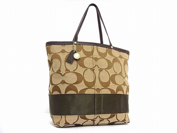 1円 □極美品□ COACH コーチ 10125 シグネチャー キャンバス×レザー 