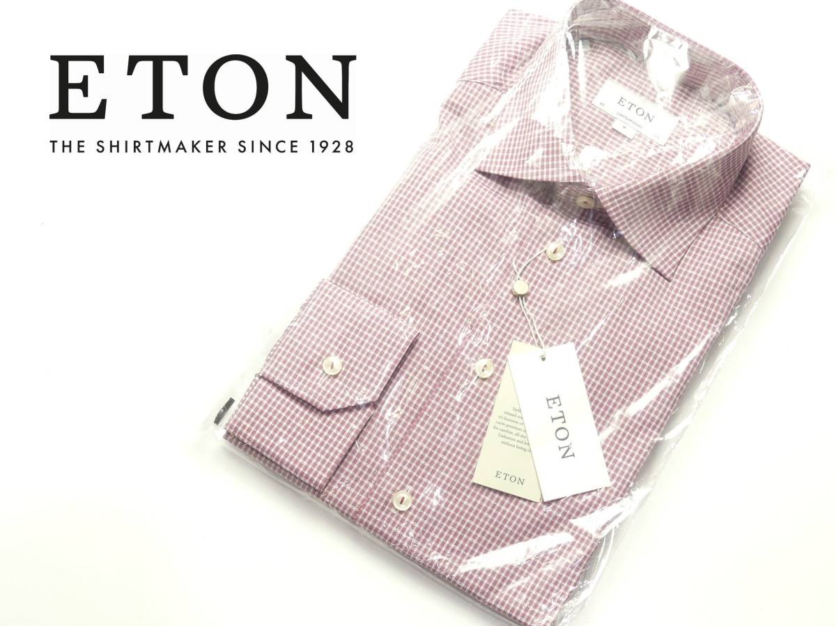 春夏物34，000円新品ETONイートン★スウェーデン発！シャツの王様「ETON」プレミアムコットン100%伸縮ポプリンシャツ【首回り41cm＝日本XL】