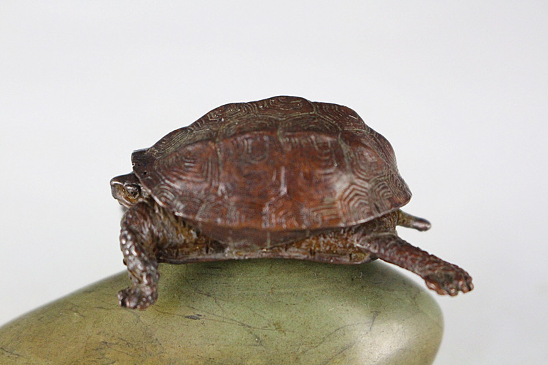 極美古銅煎茶道具 質感細工 頭尾可動 銅亀置物QYT006190888128296592_2