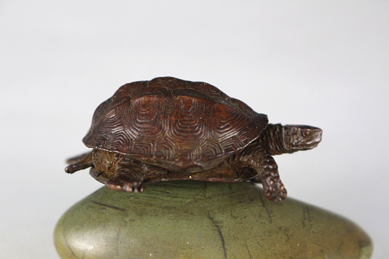 極美古銅煎茶道具 質感細工 頭尾可動 銅亀置物QYT006190888128296592_7