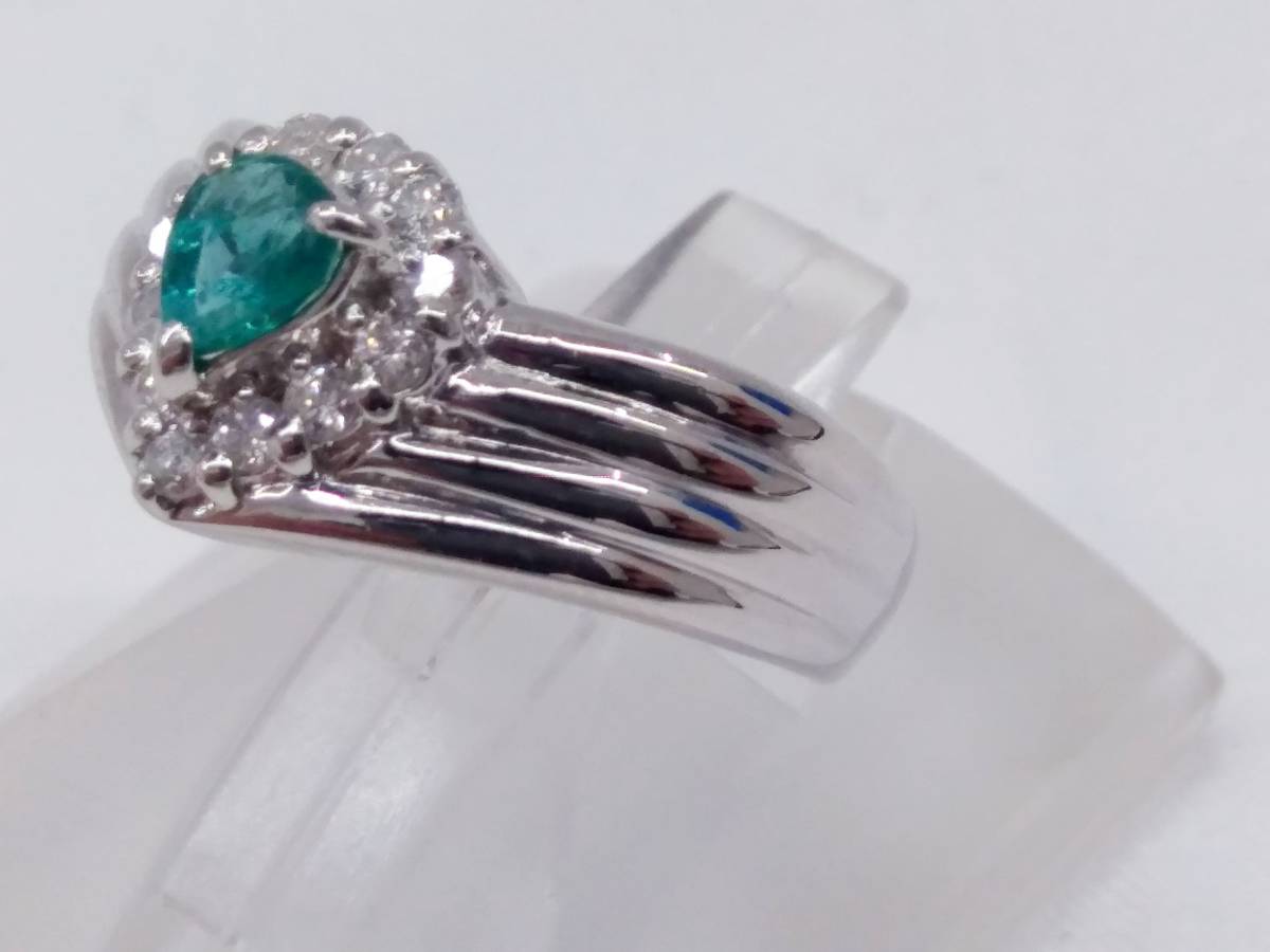 リング 指輪 Pt900 プラチナ 天然エメラルド0.25ct 天然ダイヤモンド