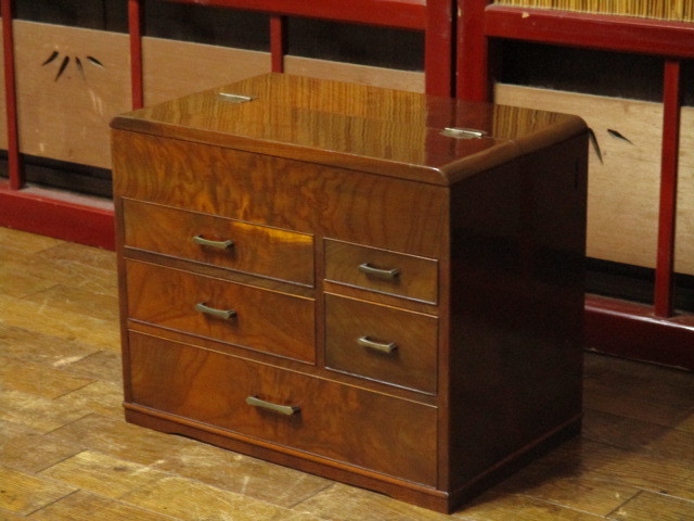 逸品 美しい木目 桑材 上手造り 時代 針箱/裁縫箱/抽斗/箪笥/茶道具/漆/着物/和家具