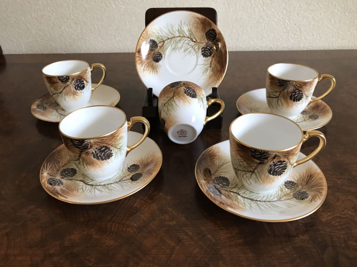 美品】大倉陶園 OKURA CHINA デミタスコーヒーカップ&ソーサー 5客 