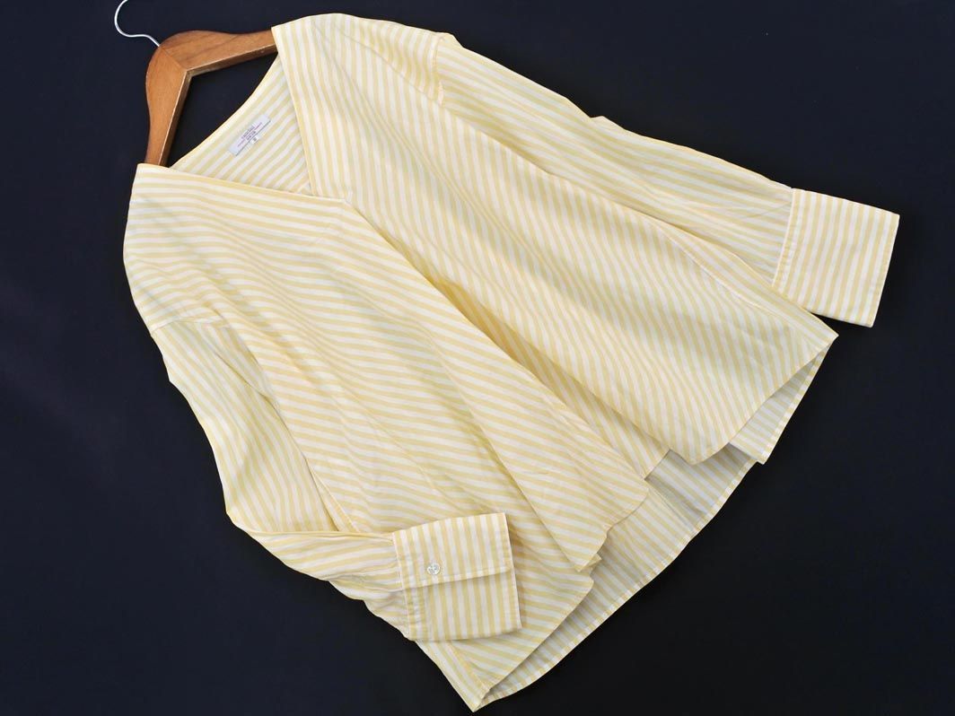 ネコポスOK 23区 canclini ストライプ プルオーバー シャツ size32/白 