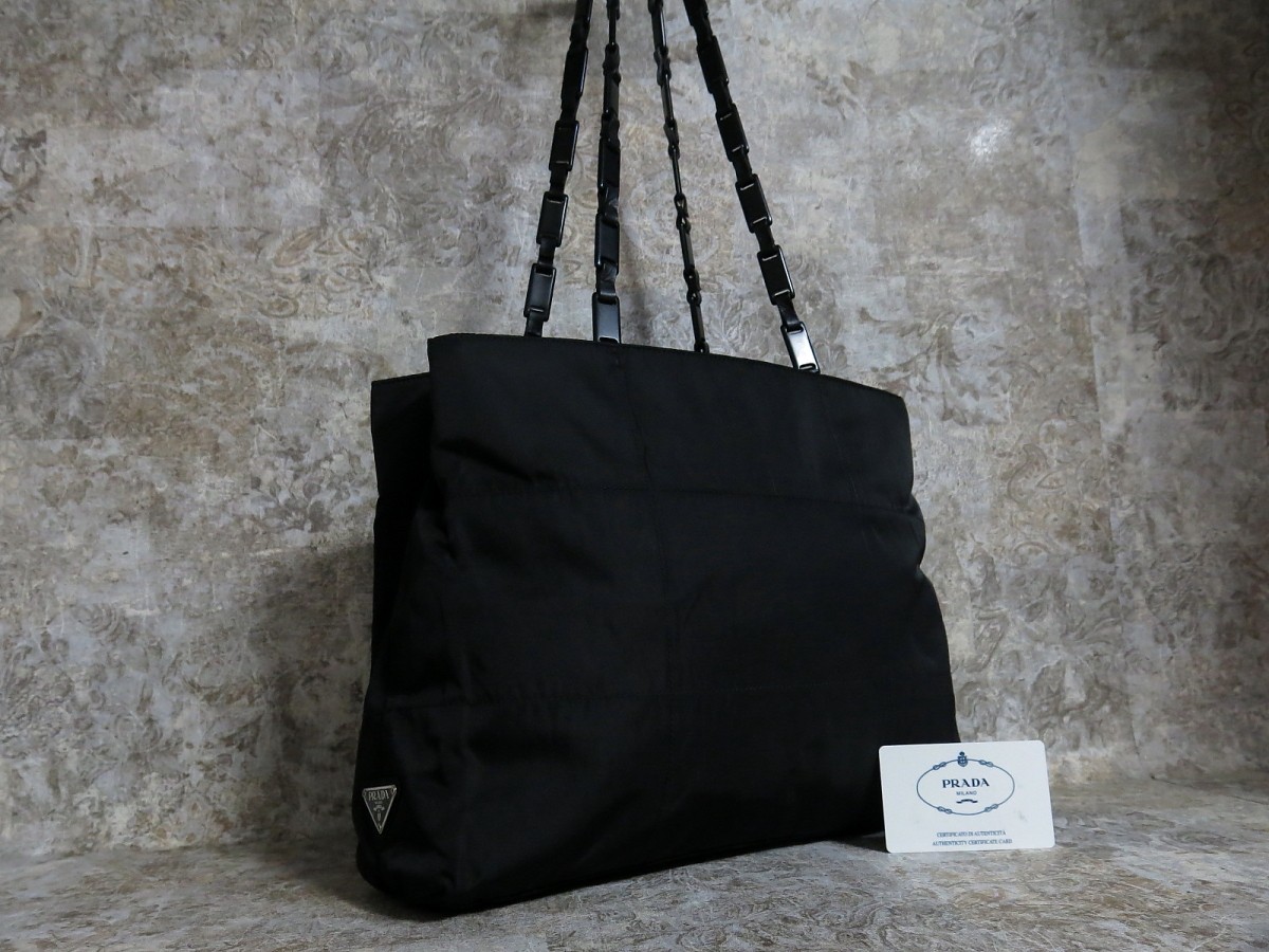 □美品□PRADA プラダ□テスート ナイロン□プラスチックチェーン 