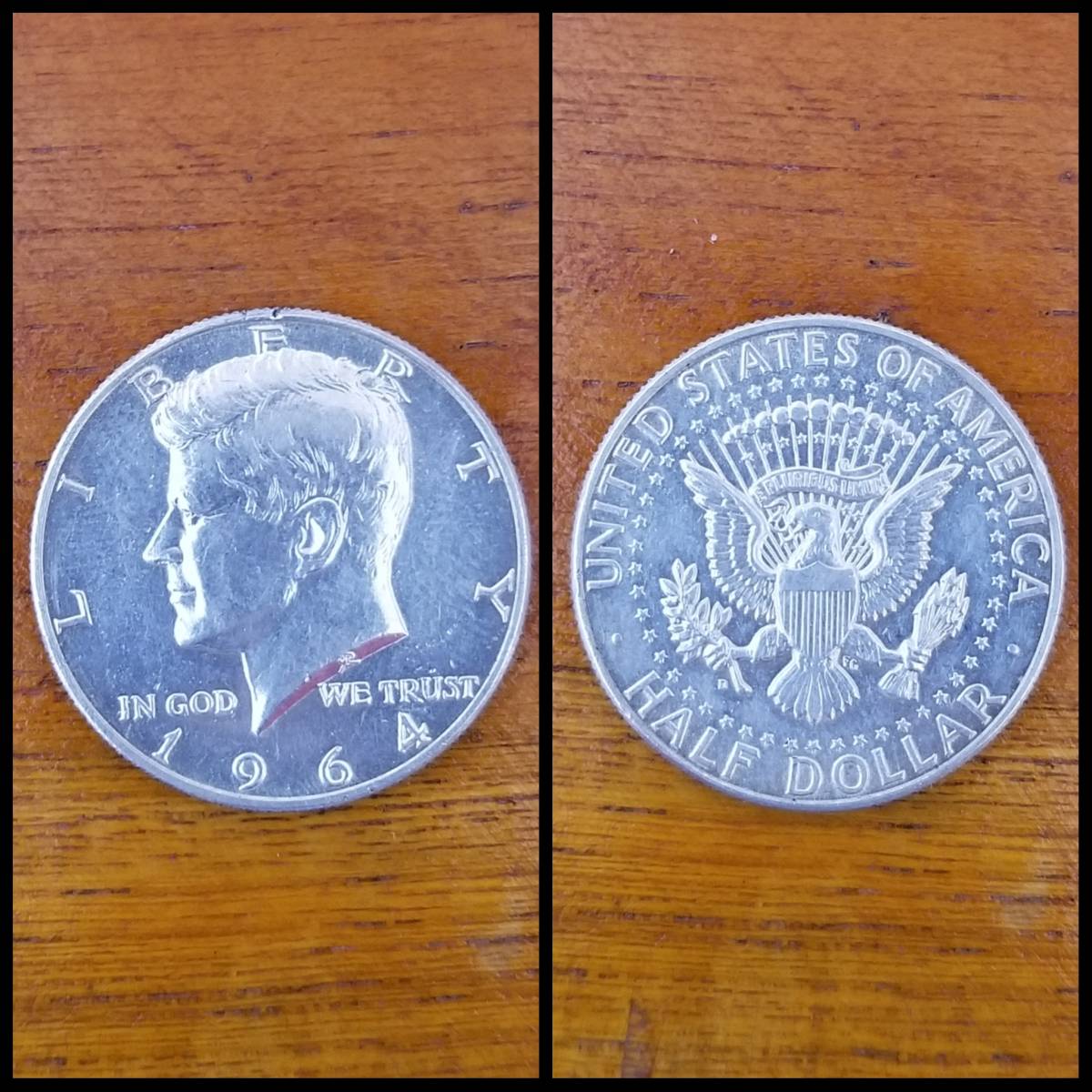 コインリング アメリカ 50セント銀貨 ケネディーハーフダラー ペア 